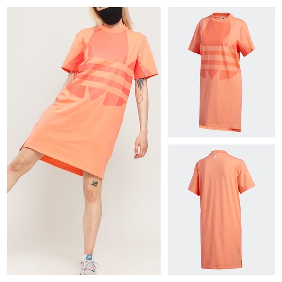 adidas Dresses & Skirts - Adidas originals Large logo tee dress orange